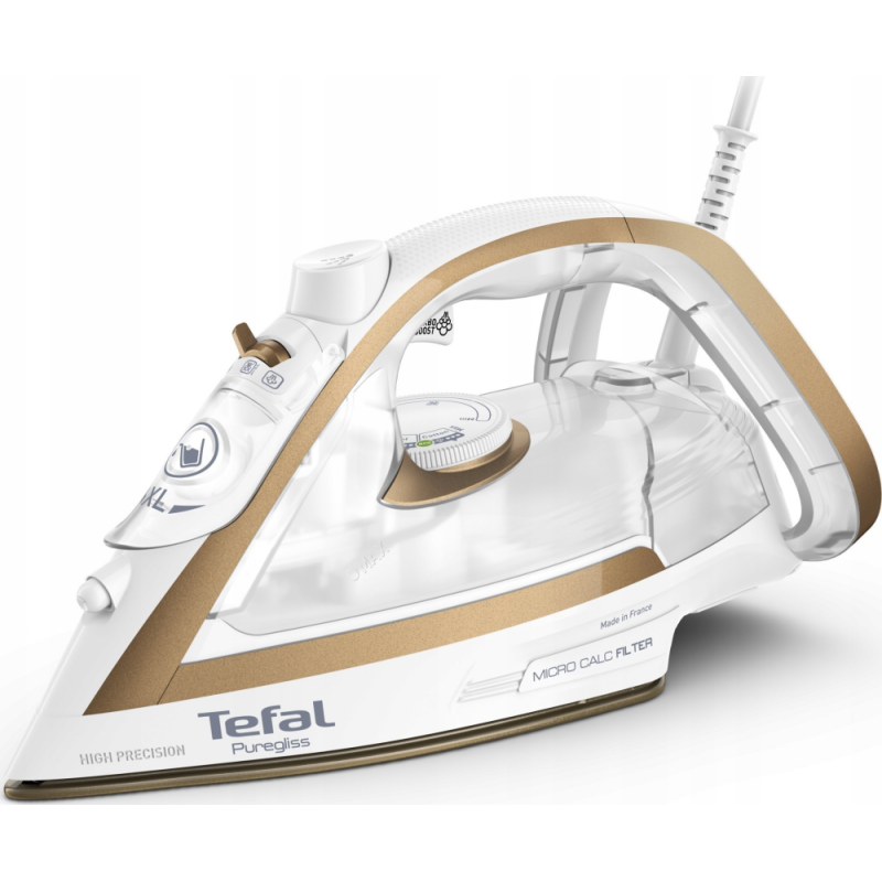 Żelazko parowe TEFAL Puregliss FV8042E0 FV8042E0 (2900W /Biało-złoty)