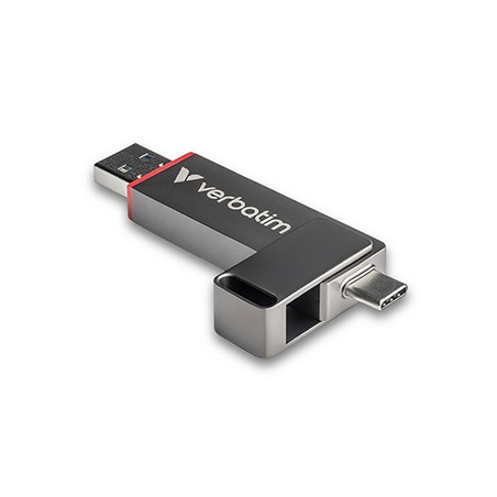Verbatim USB flash disk, USB C a USB 3.2 Gen 1, 128GB, Dual QuickStick, szary, 32040, USB C, z oczkiem na brelok