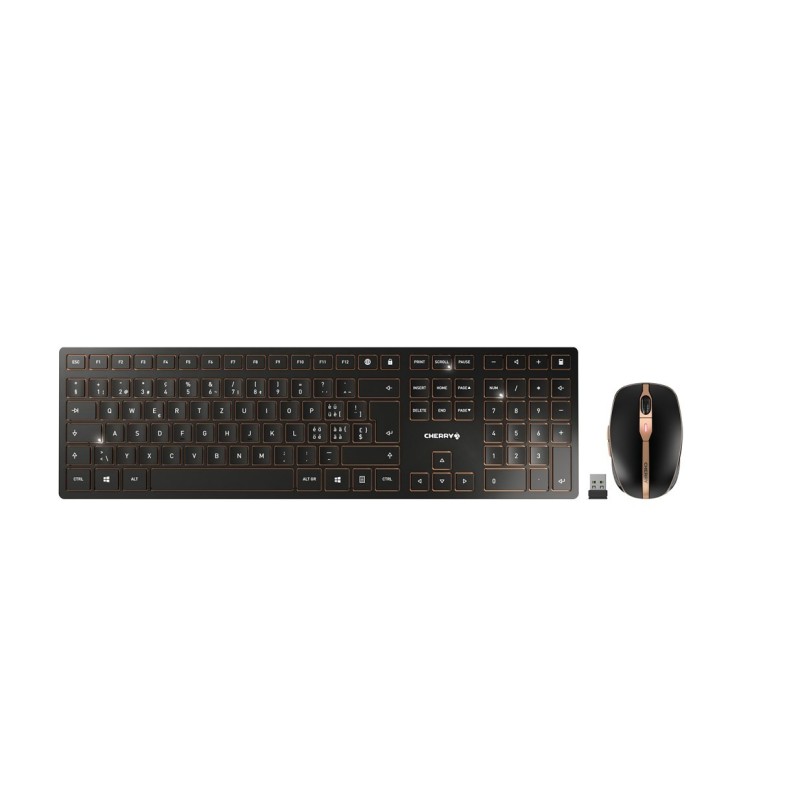 CHERRY DW 9100 SLIM klawiatura Dołączona myszka Uniwersalne RF Wireless + Bluetooth QWERTZ Swiss Czarny
