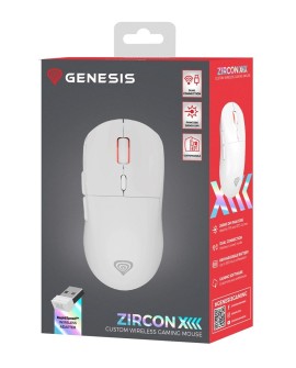 GENESIS Zircon XIII myszka Gaming Oburęczny RF Wireless + USB Type-C Optyczny 26000 DPI