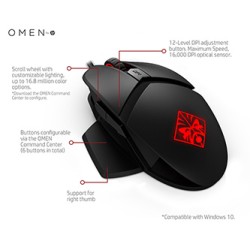 HP OMEN Reactor Mysz przewodowa, czarna, 16000DPI