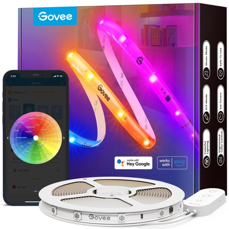 Govee H619A 10m Taśma LED Wi-Fi, Bluetooth, RGBIC