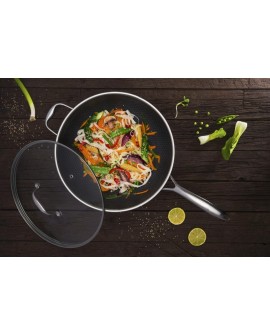 Wok z powłoką DIAMOND Kohersen Black Cube z pokrywką (32 cm 5,1l)