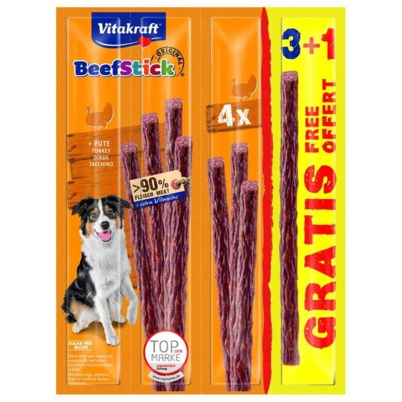 VITAKRAFT Dog Beef Stick indyk - przysmak dla psa - 3+1 szt