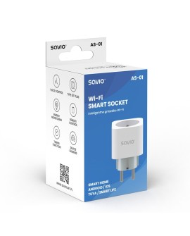 SAVIO INTELIGENTNE GNIAZDKO WI-FI, 16A, TIMER, POMIAR ZUŻYCIA ENERGII, AS-01