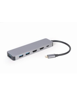 GEMBIRD MULTI ADAPTER USB TYP-C 3W1 SREBRNY HUB USB, HDMI, PD (100W)