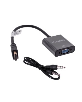 Adapter Lanberg AD-0017-BK (HDMI M - D-Sub (VGA) F 0,20m kolor czarny)