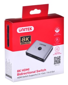 Unitek dwukierunkowy przełącznik sygnału HDMI 2.1 2 in 1 out 8K