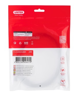 UNITEK PRZEDŁUŻACZ USB 2.0, AM-AF, 2M, Y-C450GBK