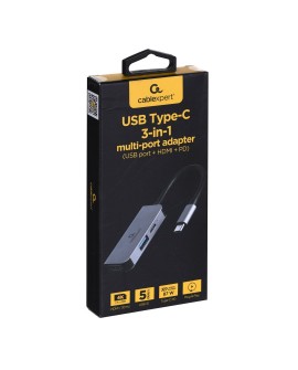 GEMBIRD MULTI ADAPTER USB TYP-C 3W1 (HUB USB + HDMI + PD)