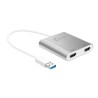 Adapter j5create USB 3.0 to Dual HDMI Multi-Monitor Adapter (USB3.0 m - 1x4K HDMI f + 1xHDMI f 20cm kolor srebrny) JUA365-N
