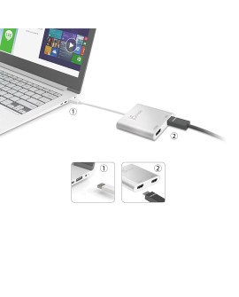 Adapter j5create USB 3.0 to Dual HDMI Multi-Monitor Adapter (USB3.0 m - 1x4K HDMI f + 1xHDMI f 20cm kolor srebrny) JUA365-N