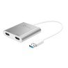 Adapter j5create USB 3.0 to Dual HDMI Multi-Monitor Adapter (USB3.0 m - 1x4K HDMI f + 1xHDMI f 20cm kolor srebrny) JUA365-N