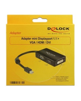 DeLOCK 0.16m DisplayPort/VGA + HDMI + DVI 0,16 m Mini DisplayPort VGA (D-Sub)+ HDMI + DVI Czarny