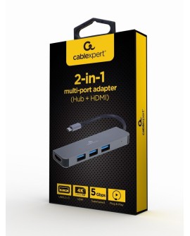 GEMBIRD MULTI ADAPTER USB TYPE-C 2 W 1 (HUB USB + HDMI)