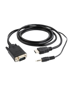 Adapter GEMBIRD A-HDMI-VGA-03-10 (HDMI M - D-Sub (VGA), Jack stereo 3,5 mm M 3m kolor czarny)