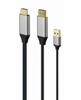GEMBIRD AKTYWNY KONWERTER SYGNAŁU HDMI 4K NA DISPLAYPORT 2M, CZARNY