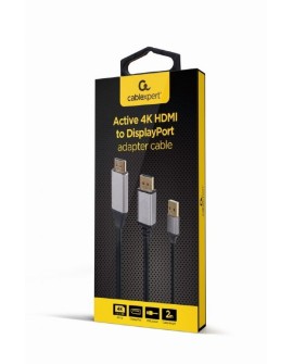 GEMBIRD AKTYWNY KONWERTER SYGNAŁU HDMI 4K NA DISPLAYPORT 2M, CZARNY