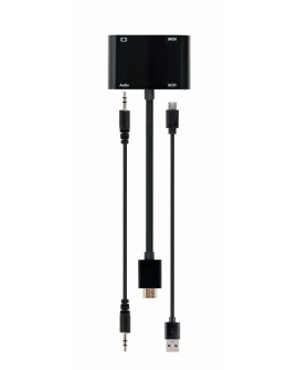 GEMBIRD ADAPTER HDMI MĘSKI DO HDMI ŻEŃSKI + VGA ŻEŃSKI Z AUDIO + PORT ZASILANIA