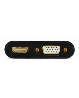 GEMBIRD ADAPTER HDMI MĘSKI DO HDMI ŻEŃSKI + VGA ŻEŃSKI Z AUDIO + PORT ZASILANIA