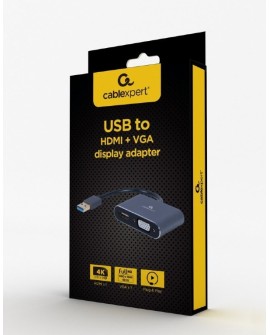 I/O ADAPTER USB3 TO HDMI/VGA/GREY A-USB3-HDMIVGA-01 GEMBIRD