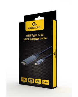 GEMBIRD ADAPTER USB TYP-C DO HDMI NA KABLU, 1.8M, 4K, KOLOR SZARY