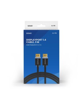 SAVIO KABEL DISPLAYPORT M - DISPLAYPORT M, V1.4, 3M, CZARNY, CL-176