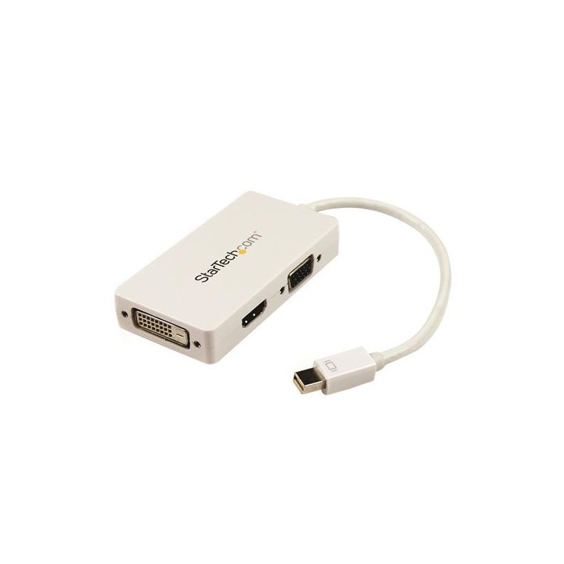 StarTech.com MDP2VGDVHDW adapter kablowy 0,15 m Mini DisplayPort DVI-D + VGA (D-Sub) + HDMI Biały