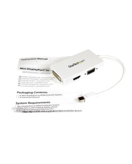 StarTech.com MDP2VGDVHDW adapter kablowy 0,15 m Mini DisplayPort DVI-D + VGA (D-Sub) + HDMI Biały