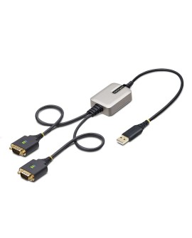 StarTech.com 2P1FFC-USB-SERIAL zmieniacz płci / kabli USB-A 2 x DB-9 RS-232 Czarny, Szary