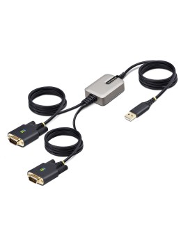 StarTech.com 2P6FFC-USB-SERIAL zmieniacz płci / kabli USB-A 2 x DB-9 RS-232 Czarny, Szary