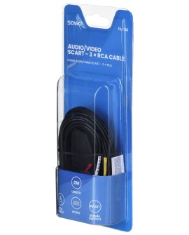 Kabel męski SAVIO CL-133 (SCART M - RCA x 3 M 2m kolor czarny)