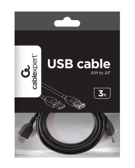 Kabel GEMBIRD CCP-USB2-AMAF-10 (USB 2.0 typu A F - USB 2.0 typu A M 3m kolor czarny)