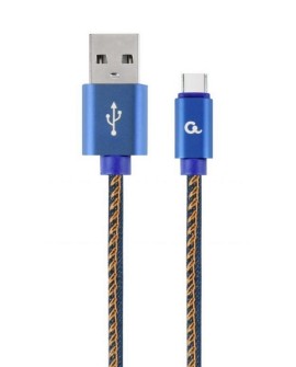 GEMBIRD KABEL USB TYPE-C (METALOWE WTYKI, OPLOT NYLONOWY W KOLORZE DENIM - JEANS) 1M