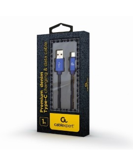 GEMBIRD KABEL USB TYPE-C (METALOWE WTYKI, OPLOT NYLONOWY W KOLORZE DENIM - JEANS) 1M