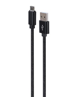 GEMBIRD KABEL USB - MICRO USB W OPLOCIE TEKSTYLNYM, WTYKI W OSŁONIE METALOWEJ 1.8M, ŁADOWANIE/TRANSMISJA DANYCH, CZARNY
