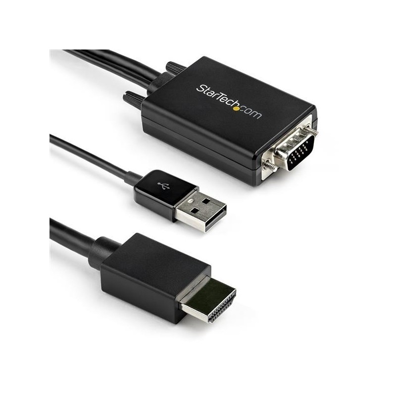 StarTech.com VGA2HDMM2M adapter kablowy 2 m USB Type-A + VGA (D-Sub) HDMI Typu A (Standard) Czarny