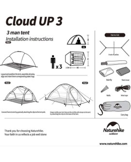 Namiot turystyczny Naturehike Cloud Up 3 (NH18T030-T) GREY-RED