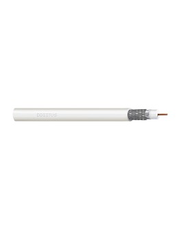 Kabel koncentryczny DIGITUS RG-6, 75 Ohm, ekran (2x folia +oplot 77%), Eca, PVC, 100m, biały