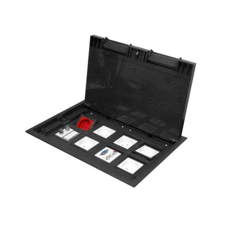 Box podłogowy 16M – puszka podłogowa 16-modułowa do montażu gniazd standardu 22,5x45 mm (45x45 mm)