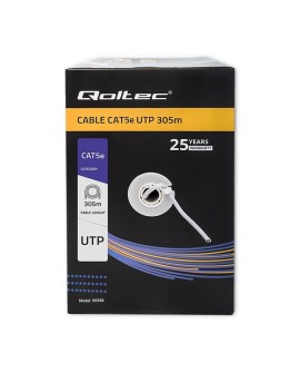QOLTEC KABEL SIECIOWY SKRĘTKA UTP | CAT5E | 305M | PVC SZARY