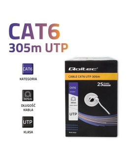 QOLTEC KABEL SIECIOWY SKRĘTKA UTP | CAT6 | 305M | PVC SZARY