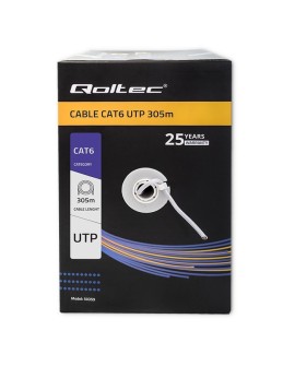 QOLTEC KABEL SIECIOWY SKRĘTKA UTP | CAT6 | 305M | PVC SZARY