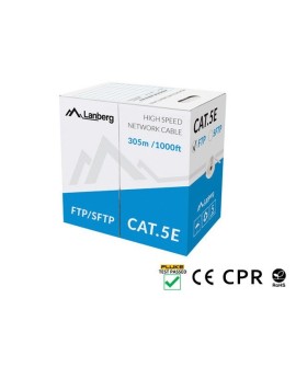 Kabel sieciowy Lanberg LCS5-11CU-0305-S (S/FTP 305m kat. 5e kolor szary)