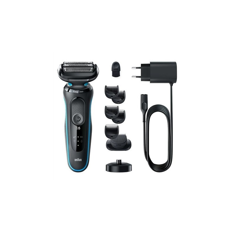 Braun Shaver 51-M4500cs Czas pracy (maks.) 50 min, na mokro i na sucho, czarny/niebieski