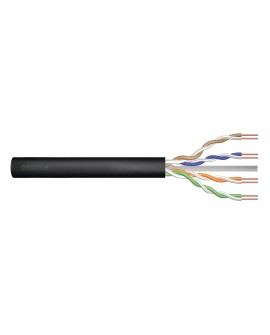 Kabel instalacyjny zewnętrzny żelowany DIGITUS kat.6, U/UTP, AWG 23/1, PE, 305m, czarny, szpula