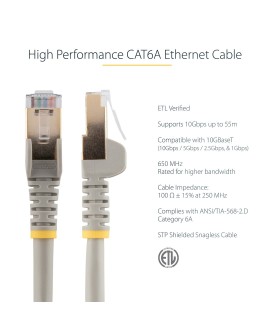 StarTech.com 6ASPAT7MGR kabel sieciowy Szary 7 m Cat6a S/UTP (STP)