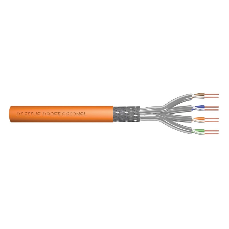 DIGITUS KABEL TELEINFORMATYCZNY S/FTP KAT.7 DCA, DRUT, AWG 23/1 LSOH, 100M, POMARAŃCZOWY DK-1743-VH-1