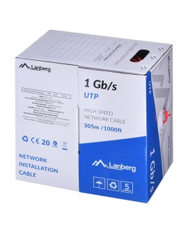 LANBERG KABEL UTP 1GB/S 305M DRUT CCA CZERWONY LCU6-10CC-0305-R