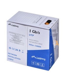 LANBERG KABEL UTP 1GB/S 305M DRUT CCA POMARAŃCZOWY LCU6-10CC-0305-O